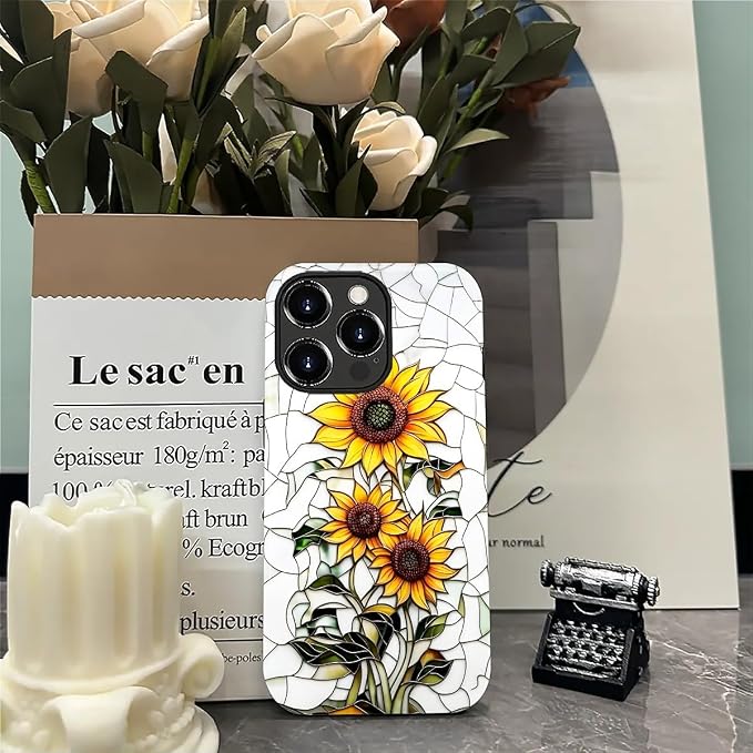 ZHEGAILIAN Case for iPhone 14 Pro Max, Sunflower Faux Stained Glass Effect - Image 7