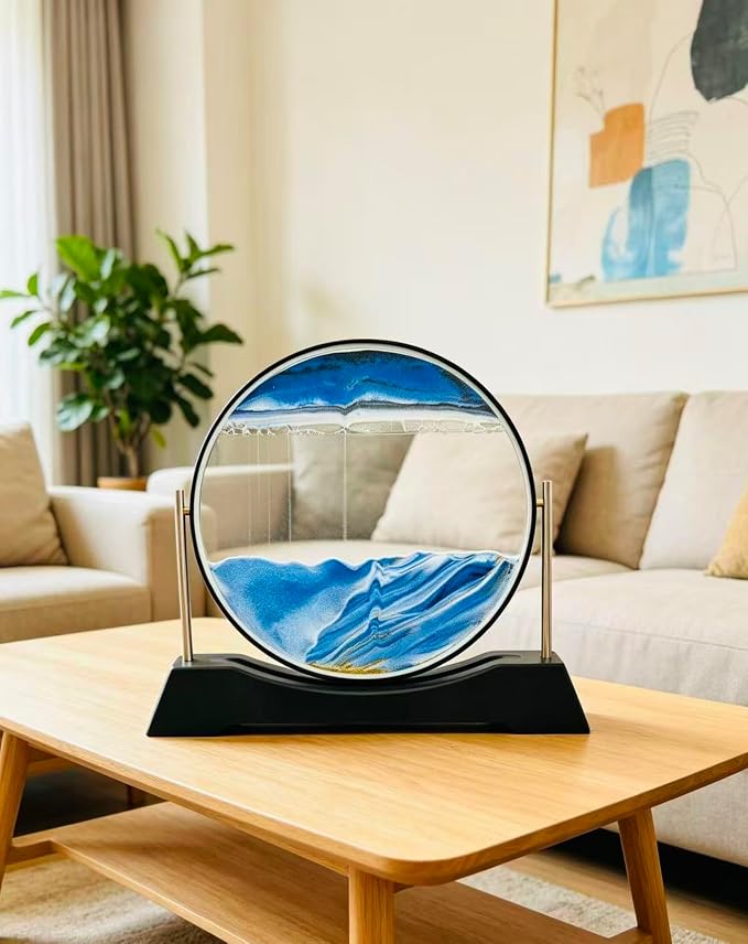 3D Moving Sand Art Glass Ornament, Stress Relief Desk Decor Gift - Image 3