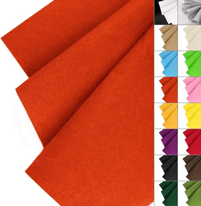 IONTACH 36" X 36" Orange Stiff Felt Fabric 1.2mm Thick | Felt Sheet by IONTACH