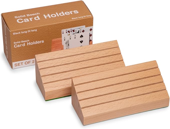 Black long Di fang Standard Size Solid Beech Playing Card Holder-2 Piece - Image 6