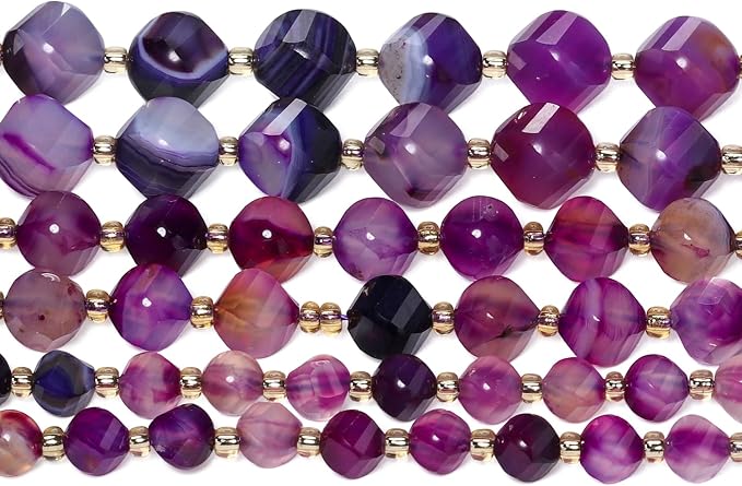 34pcs Natural Purple Striped Agate Stone Beads - Image 7