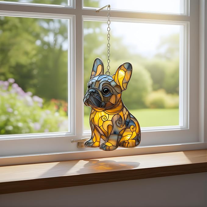 Golden Swirl French Bulldog Acrylic Suncatcher - Image 2