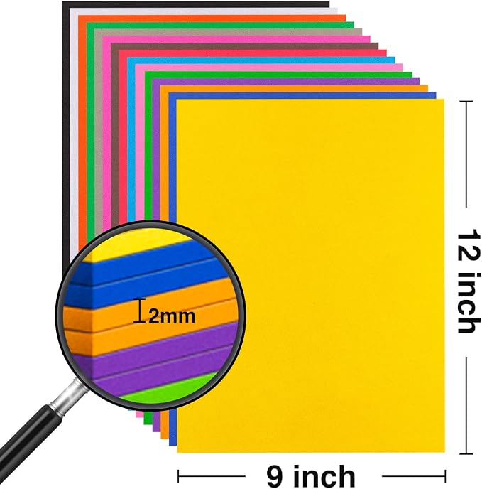MEARCOOH Foam Sheets Crafts 9x12 in 30Pack 15 Colors 2mm Eva Color Craft Foam - Image 2