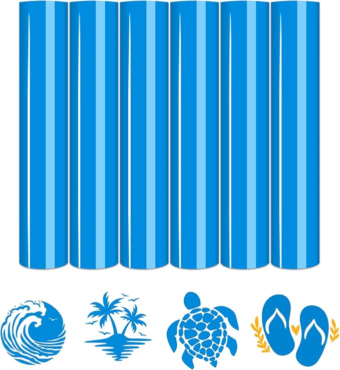 Tintnut Malibu Blue Heat Transfer Vinyl, 6 Sheets 12×10in Iron on Vinyl | by Tintnut