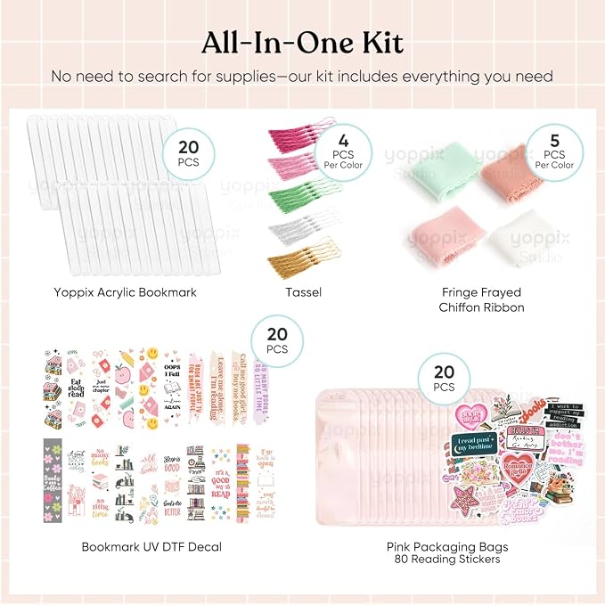 180 Pcs Acrylic Bookmark Blanks- 20 Set Bookmark Making Kit - Image 3