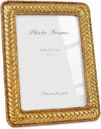 Cuspin 5x7 Gold Picture Frame, Ornate Decorative Rattan Resin Photo Frame by Cuspin