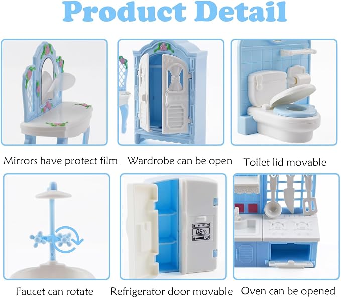 35 Pcs Dollhouse Furniture Accessories Set Mini House Furniture Small Dollhouse - Image 4