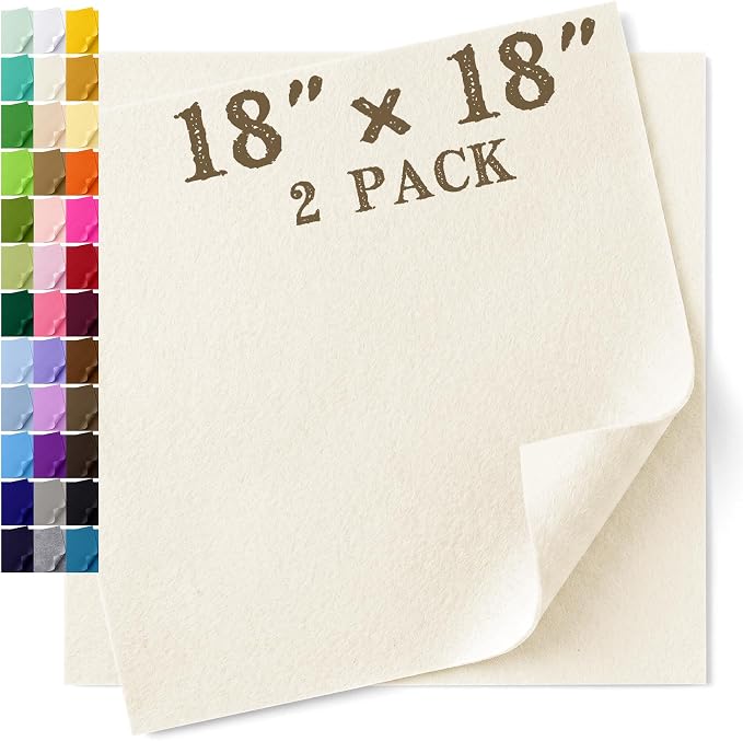 Felt Fabric Sheet 18 x 18 Inch, 1.6mm Thick | Soft and Flexible Nonwoven by MIGLORIA