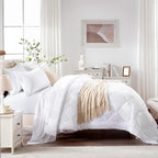 Love's cabin King Size Comforter Set White, 7 Pieces King Bed in a Bag - Image 3