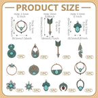13Pcs Vintage Synthetic Turquoise Charms, Tibetan Style Alloy Bohemia Retro - Image 5