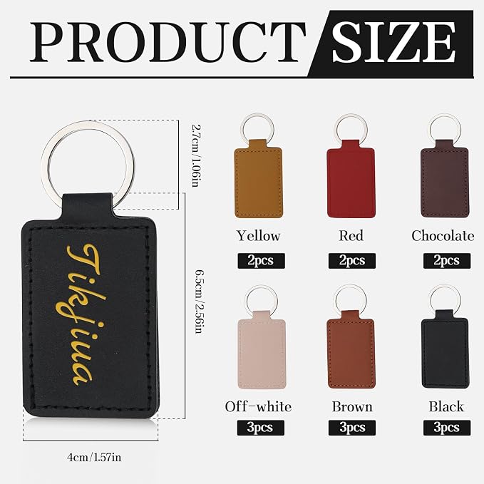 15 Pcs PU Leather Keychain, 6 Colors Leather Keychain Blanks Leather Key Fob Kit - Image 2