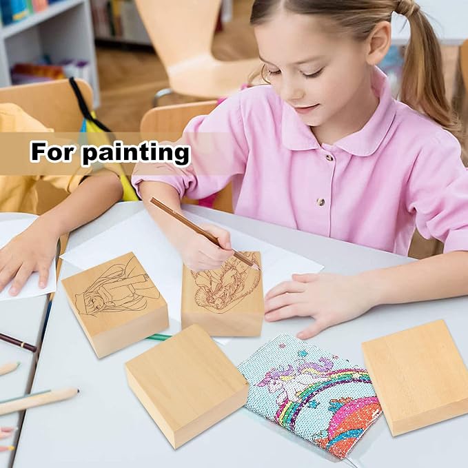 6PCS 4x4x2 inch Basswood Carving Blocks, Unfinished Wood Blocks - Image 6
