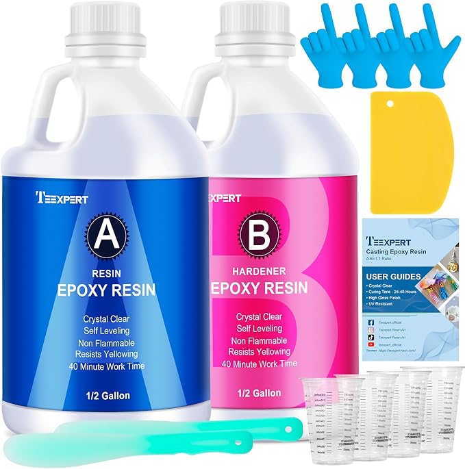 Teexpert Epoxy Resin Crystal Clear: 1 Gallon Epoxy Resin Kit Casting Resin Non by Teexpert