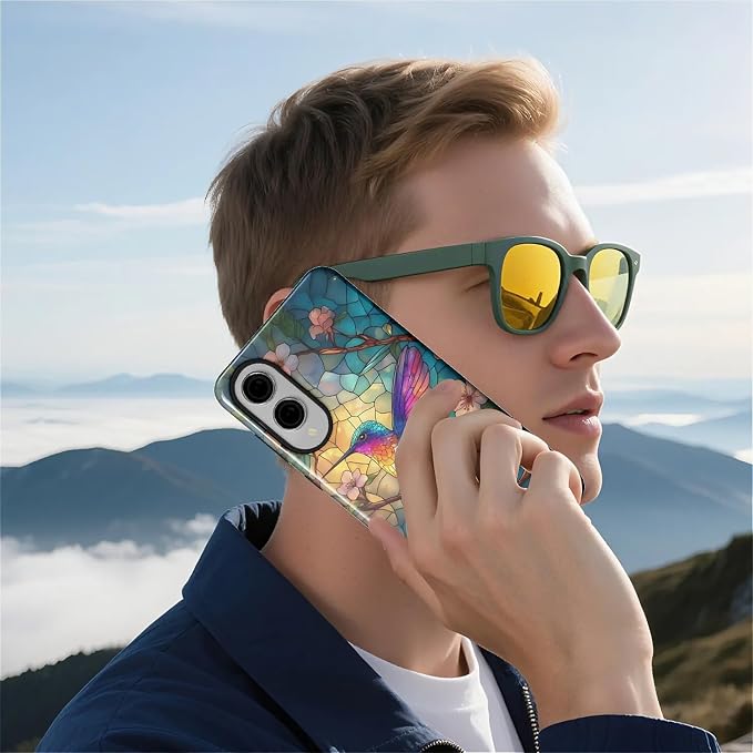 for Samsung Galaxy S25 Edge Case, Stained Glass Hummingbird Pattern Glossy 2 in - Image 7