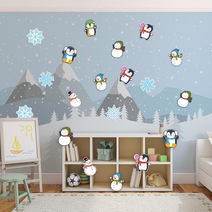 Outus 45 Pcs Winter Cutouts Snowflake Accents Paper Cutouts Name Tags Seasonal - Image 5