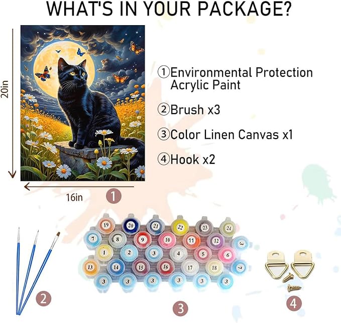xackcme Cat Paint by Numbers for Adults - Image 2