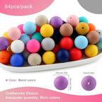 64Pcs 19mm Silicone Beads for Keychain Making and Bracelet Making, 16 Colors - Image 3