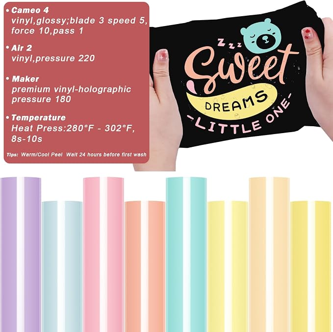WRAPXPERT Pastel Iron on Vinyl Boho Heat Transfer Vinyl Bundle 12 X 10 in - Image 3