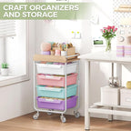 SYKIARIOL Rolling Utility Storage Cart, 4 Labeled Ice Cream Colored Drawers - Image 6