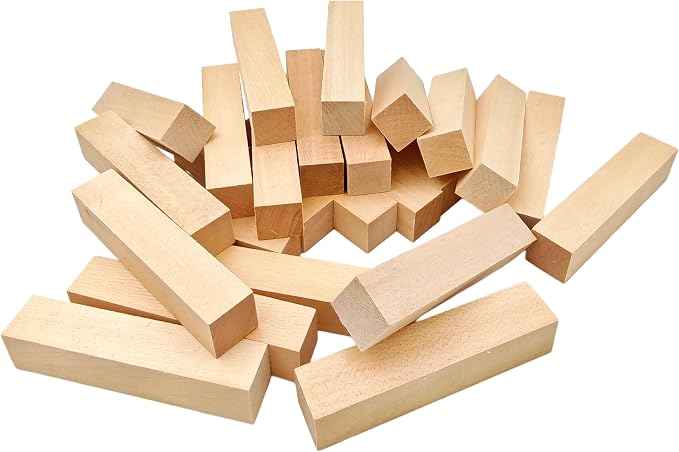 24Pcs Unfinished Basswood Blocks-0.8x0.8x4Inch Small Rectangular Wood Blocks by Unknown