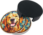 Drink Coaster Set of 6, Leather Drink Coasters - Image 3