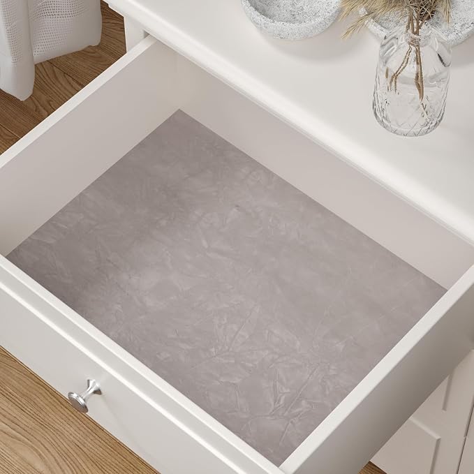 CHIHUT 12''x100'' Light Grey Self Adhesive Velvet Drawer Liner Roll Removable - Image 2