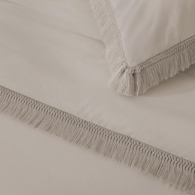 Andency Queen Comforter Set Heather Grey, 3 Pieces Boho Fall Tassel Lightweight - Image 8