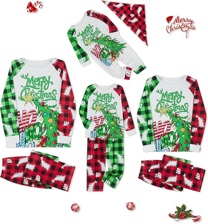 Awoscut Family Christmas Pajamas Matching Pajamas for Family, Xmas PJs Sets Holiday Sleepwear