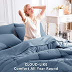 CozyLux Full Size Comforter Sets Dusty Blue, 7 Pieces Bed in a Bag, All Season - Image 4