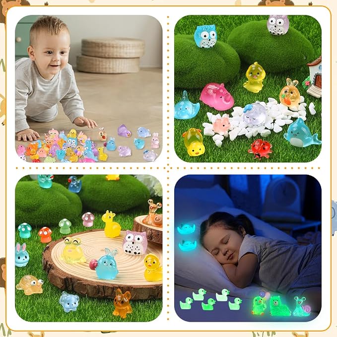 DIYDEC 206pcs Mini Luminous Resin Animals, Miniatures Glow in The Dark Toys - Image 7