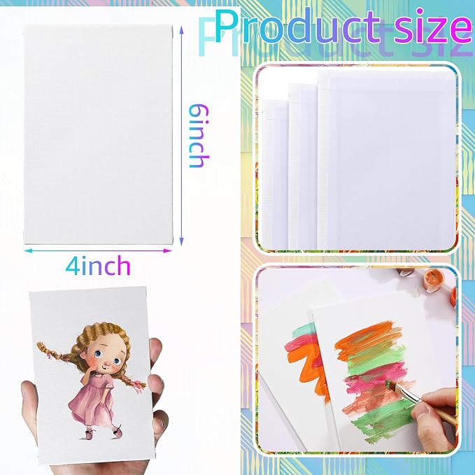 Moinchore 100 Pcs 4 x 6 Inch Mini Painting Canvas Panels Bulk Tiny Art Canvases - Image 2