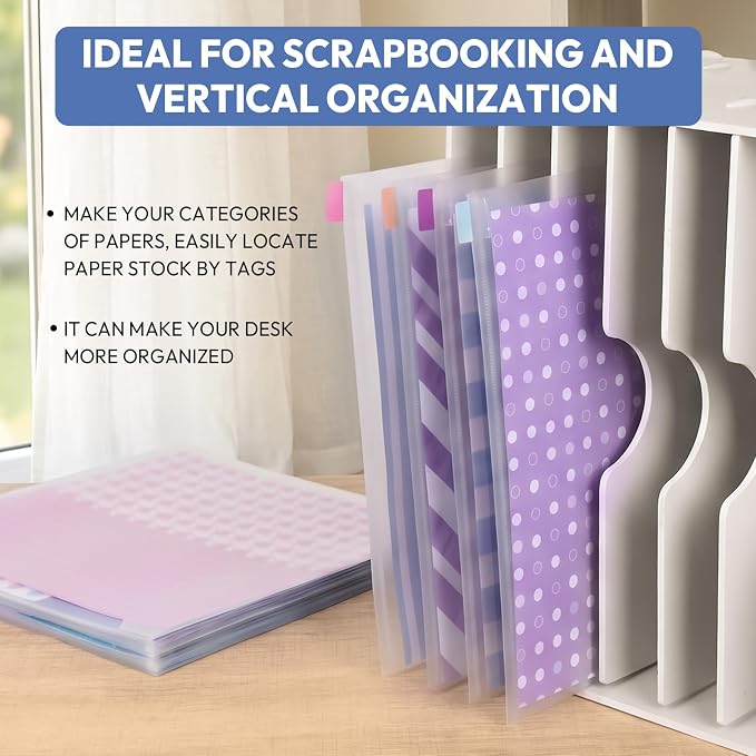 42 Pack 12x12 Scrapbook Paper Storage Organizer w/120 Label Stickers, Photos - Image 5