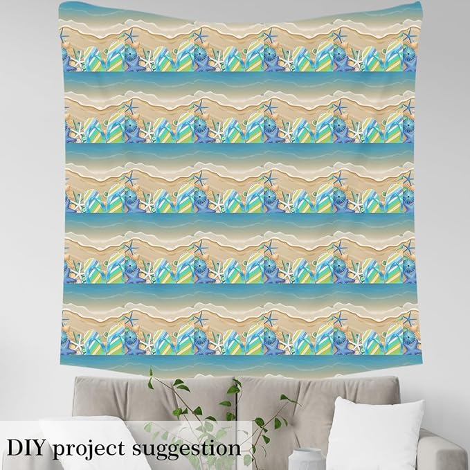 Summer Beach Seaside Fabric by The Yard, Hawaii Style Beach Shells Soft Flannel - Image 4