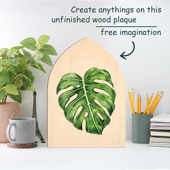12 Pack Unfinished Gothic Arch Wood Plaque, 5” x 7” Basswood Shield Plaque - Image 3