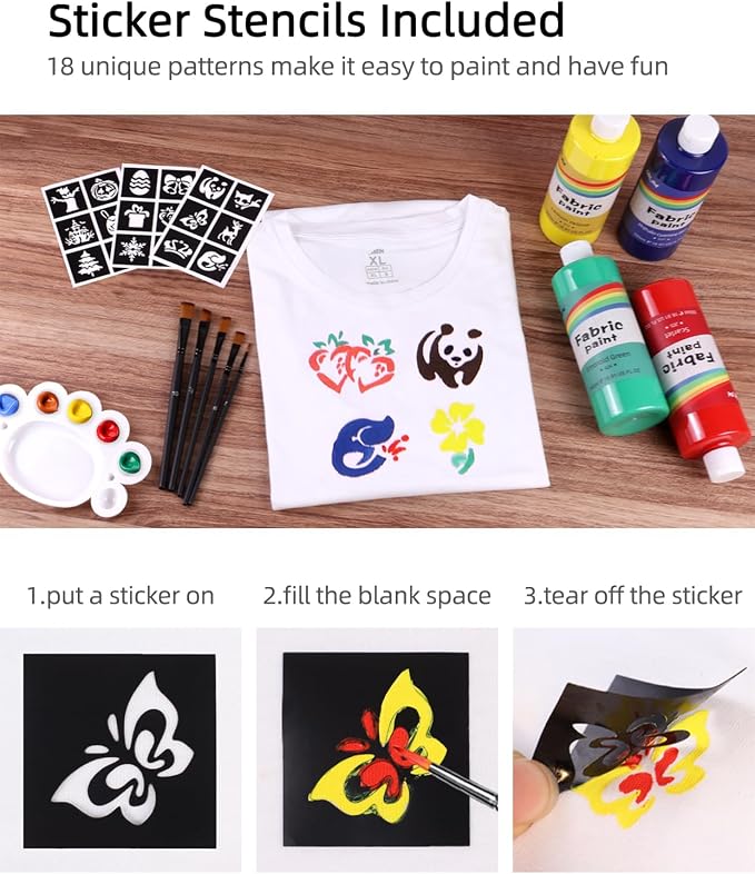 Colorful Permanent Fabric Paint Set, 14 Colors 16.7oz Textile Paint - Image 6