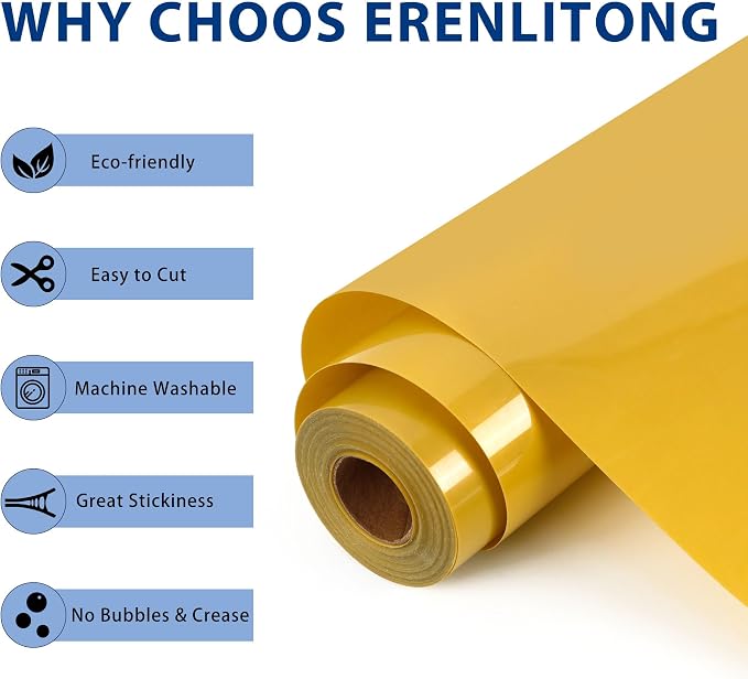 RENLITONG Golden Iron on Vinyl 12Inch by 20ft Roll Heat Transfer Vinyl - Image 2