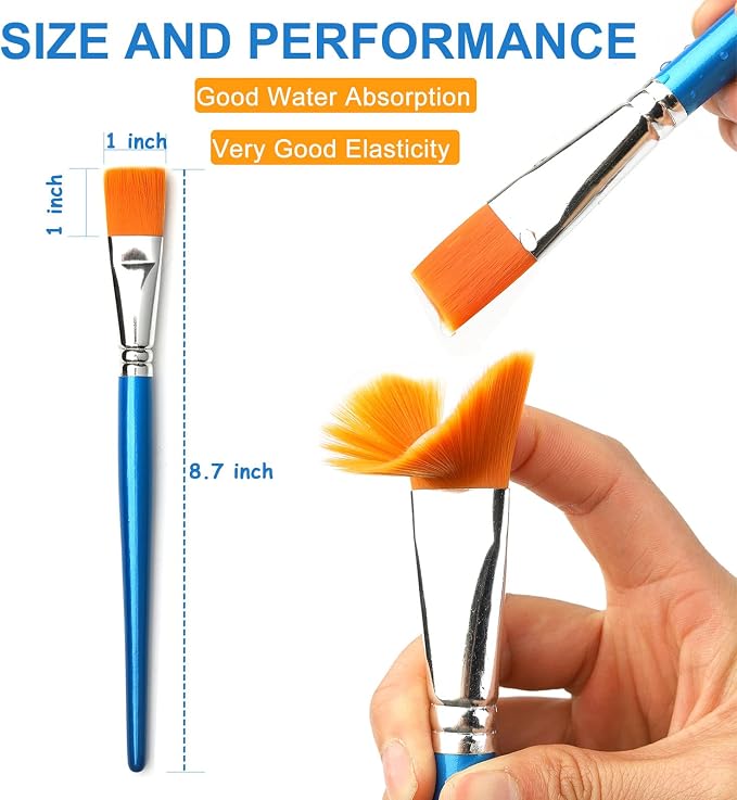 1 inch Flat Paint Brushes for Acrylic Painting, 12 Pieces Large Synthetic Paint - Image 4