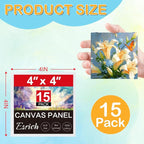 ESRICH Canvas Boards for Painting, 15 Pack Canvases 4x4 100% Cotton Small Paint - Image 2