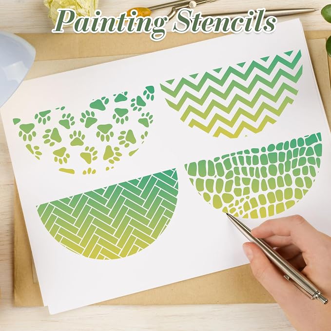 Geometric Texture Stencils for Crafts Reusable 9Pcs Stencils | DIY Art Painting - Image 6