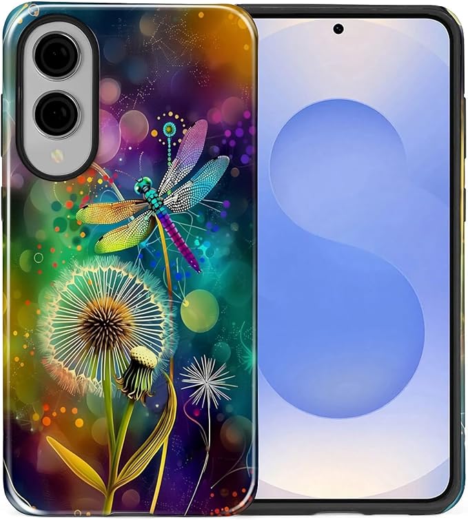 for Samsung Galaxy S25 Edge Case, Dragonfly Dandelion Colorful Pattern Glossy 2 - Image 2
