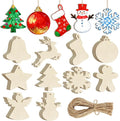 80PCS Wooden Christmas Ornaments to Paint, 8 Styles DIY Blank Unfinished Wood by Sophena