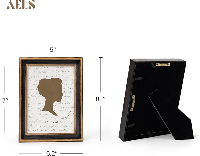 AELS 5x7 Inch Vintage Picture Frame, Photo Display, Tabletop Wall Hanging - Image 2