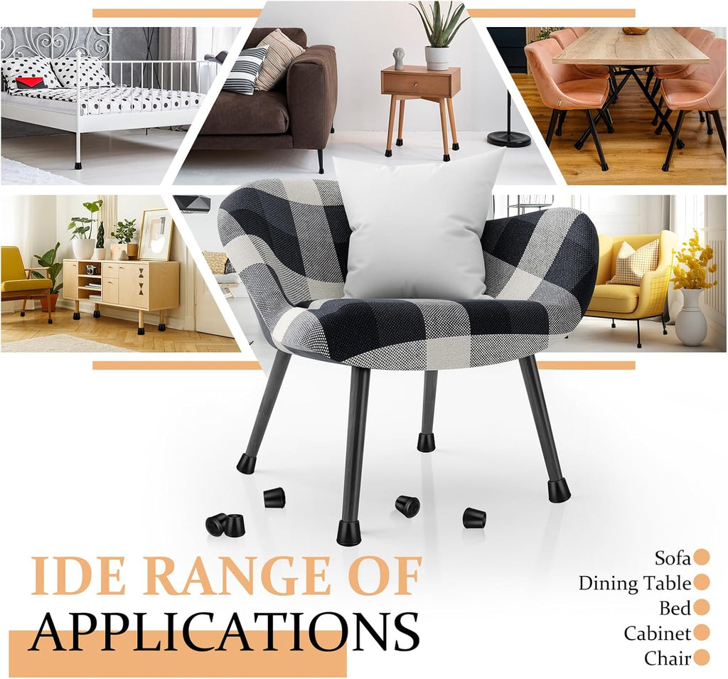 1" Round Rubber Chair Leg Tips Caps, Chair Leg Floor Protectors Furniture Legs Caps Non Slip Reduce Noise for Hardwood Floors (Black, 24 Pack)