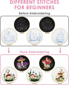 Embroidery Kit for Adult, 5 Sets Mushroom Embroidery Kit for Beginners | - Image 3