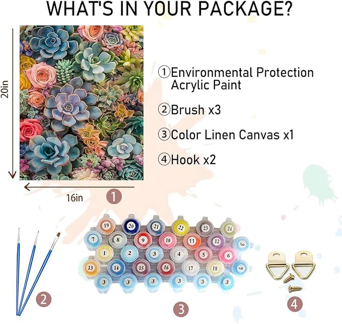 xackcme Succulent Paint by Numbers - Image 2