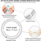 20 Pieces Snake Charm Bracelet, 4mm Expandable Charm Bangle Bracelets Silver - Image 3