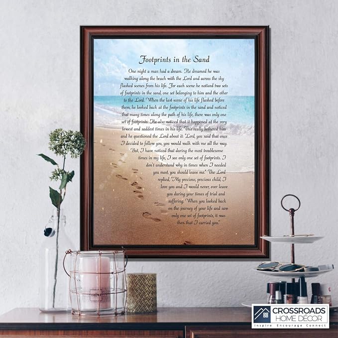 Footprints in the Sand Inspirational Wall Art, Beach Decor, Christian Gifts - Image 4