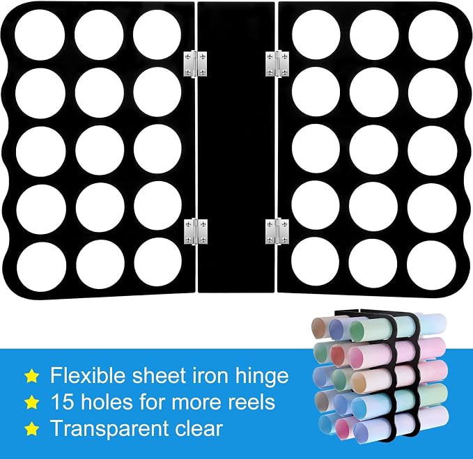 Outus Vinyl Storage Rack Acrylic 15 Holes Vinyl Roll Holder Craft Paper Storage - Image 4