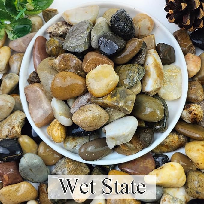 YISZM 5lbs Aquarium Rocks, 5/8" Natural Mixed Pebbles - Image 2