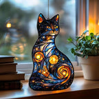 Black Cat and Moon Memorial Suncatcher Light Catcher Window Hanging Home by Unknown